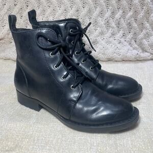 BORN Troye Combat Boots Black Leather Womens SIZE 6.5